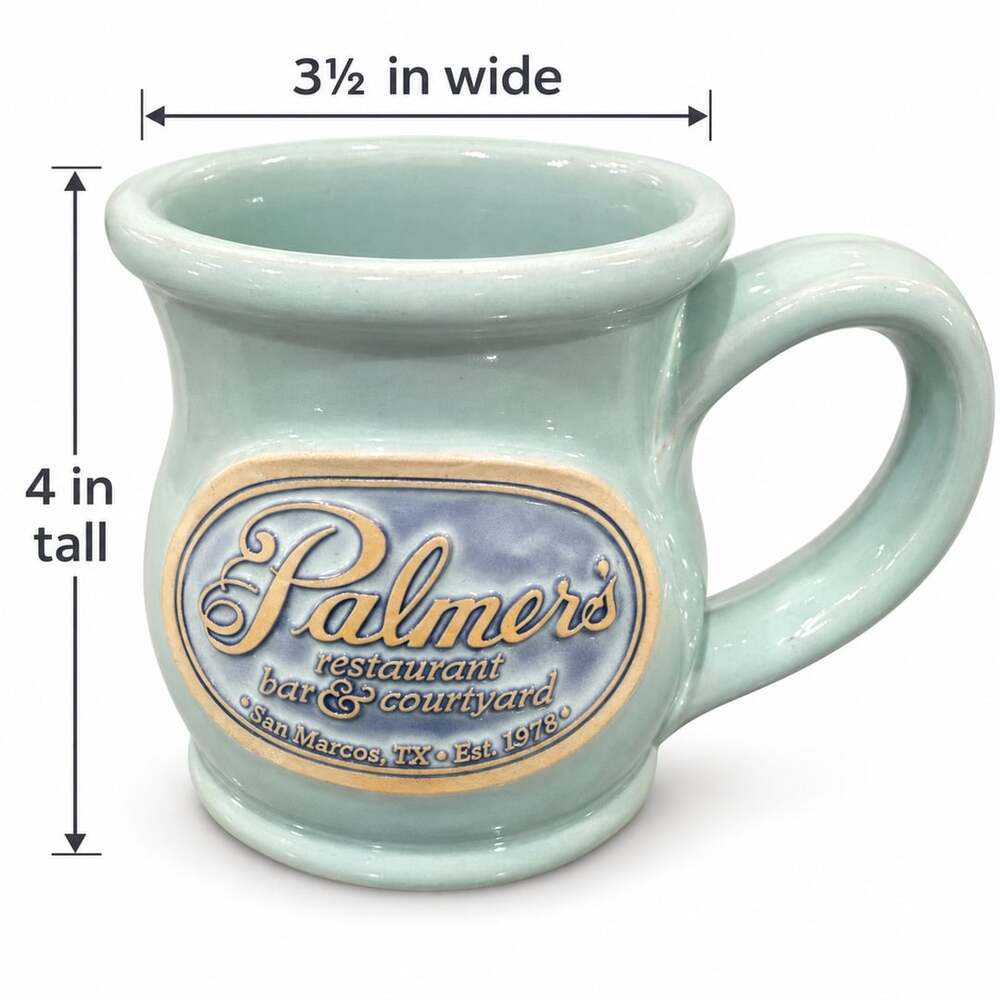 Deneen Pottery Palmer's Restaurant Bar & Courtyard Coffee Mug Turquoise